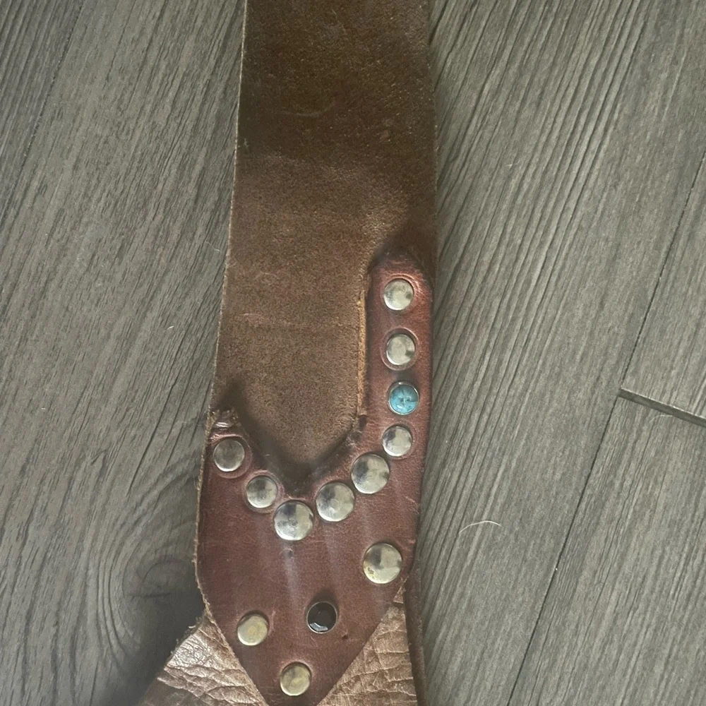 Brown Boho Leather Studded Festival Belt Bag Embellished With 3 Pockets - Picture 4 of 8